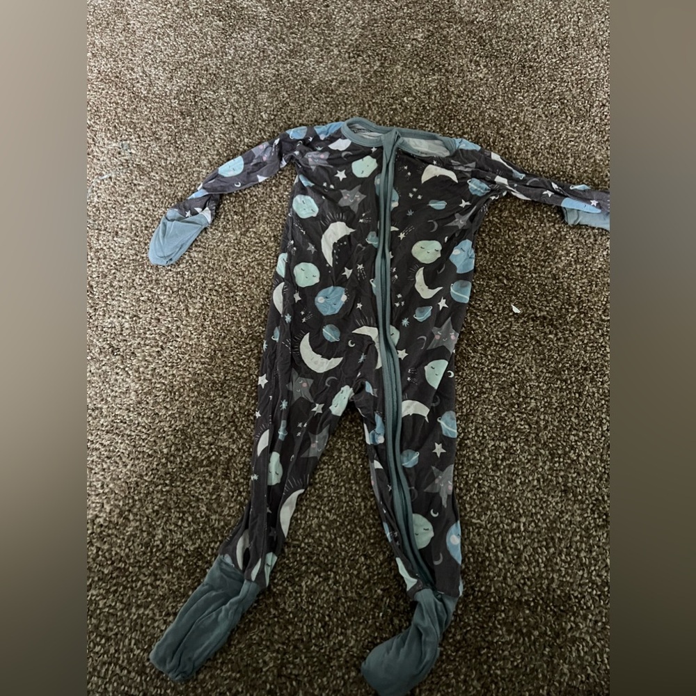 6-12 mo Little Sleepies Jammies- To the Moon & Back Blue
